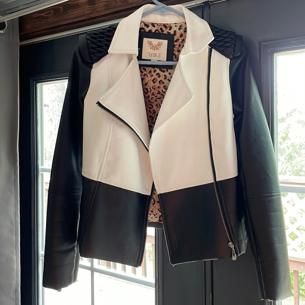 Pleather, white and black jacket